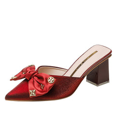 Women's Half Mid Pointed Bridal Spring Xiuhe Heels