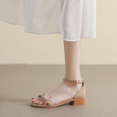 Women's French With Roman Strap Summer Chunky Heels