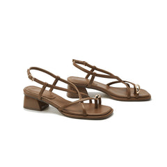 Summer Wind All-matching Chunky Flip-flops Ankle-strap Heels