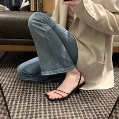 Women's Toe Genuine Thin Strap High Two-way Heels