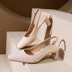 Trendy Women's High Back Strap Box Heels