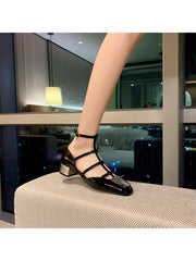 Women's Grape Mom Niche Metal Buckle Patent Heels