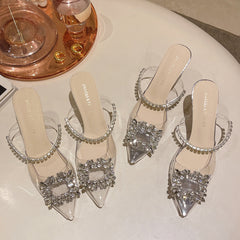 Women's Outdoor Summer Korean Style Rhinestone Pearl Word Slippers