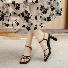 Women's Elegant Square Toe Chunky High Fashion Heels