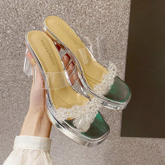 Women's Summer Rhinestone Transparent Sexy Strap Sandals
