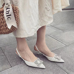 Women's Toe Pointed Stiletto Mid French Style Slippers