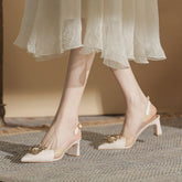 Women's Back Empty Closed Toe Spring Festival Heels