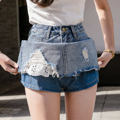 Wilbert Crisscross Distressed Denim Skirt