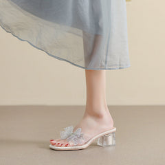 Women's Summer French Style Temperament High-grade Crystal Heels