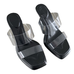 Women's Style Chunky Sexy Summer White Transparent Heels