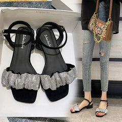 Women's Purple Exquisite Plus Size Summer Rhinestone Sandals