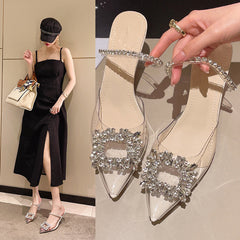 Women's Outdoor Summer Korean Style Rhinestone Pearl Word Slippers