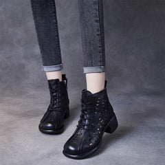 Women's Cowhide High Summer Retro Platform Breathable Boots
