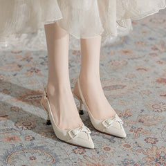 Women's Toe Stiletto Pointed-toe Fashion Horsebit Buckle Professional Heels