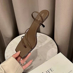Women's Toe Genuine Thin Strap High Two-way Heels