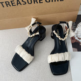 Women's Exquisite Plus Size Fat Chunky Ankle-strap Heels