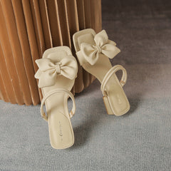 Women's Soft Chunky Bow Design Fashion Outdoor Heels