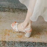 Women's Chunky French Summer Square Toe Heels