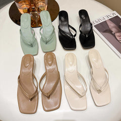 Women's Size Flip-flops Korean Stiletto Slip-on Outer Heels