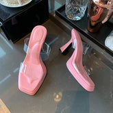 Women's Style Chunky Sexy Summer White Transparent Heels