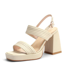 Women's Toe Chunky Solid Color Platform High Heels