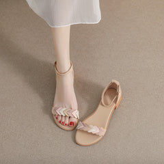 Women's French With Roman Strap Summer Chunky Heels