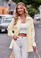 Refresh Pocketed Button Down Corduroy Top - Rosewood