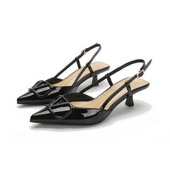 Women's Versatile Large Size Pointed Toe Mid-heel Low-cut Heels