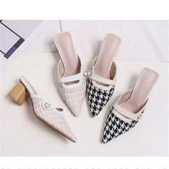 Women's High Summer Pointed Toe Mid Lazy Heels