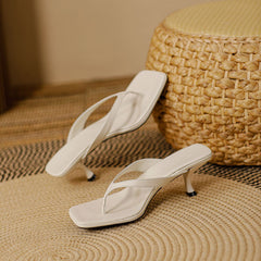 Women's French Style Square Toe Genuine Kitten Heels