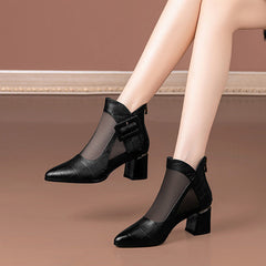 Graceful Women's Chunky Mid Summer Pointed-toe Heels