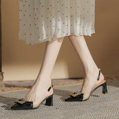 Women's Back Empty Closed Toe Spring Festival Heels