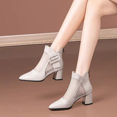 Graceful Women's Chunky Mid Summer Pointed-toe Heels