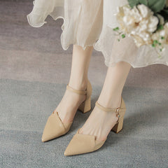 Women's Korean Style Fairy Mid Chunky Heels