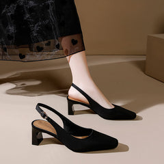 Trendy Women's High Back Strap Box Heels