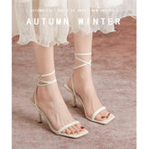 Women's Square Toe Strap Elegant Open Sexy Heels