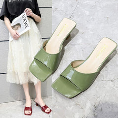 Women's Summer Fashion Korean Style Square Toe Heels