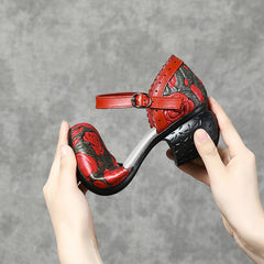 Women's Ethnic Style Thick Mid Multicolor Printing Sandals