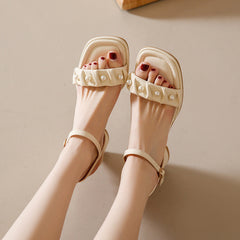 Women's Chunky Summer Buckle All-match Square Toe Heels