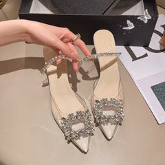 Women's Outdoor Summer Korean Style Rhinestone Pearl Word Slippers