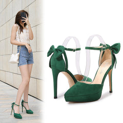 Women's One-strap Sexy Hollow Bow High Heels