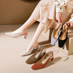 Trendy Women's High Back Strap Box Heels