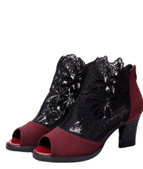 Women's Large Size Peep Toe Summer Mesh High Heels