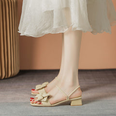 Women's Soft Chunky Bow Design Fashion Outdoor Heels