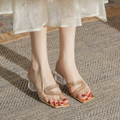 Women's Crystal Outdoor Banquet Transparent Cutout High Heels