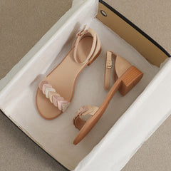 Women's French With Roman Strap Summer Chunky Heels