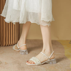 Women's Fairy Style Pearl Chunky All-match Height Heels