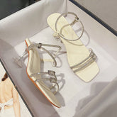 Women's Square Toe Lace-up High Fairy Style Heels