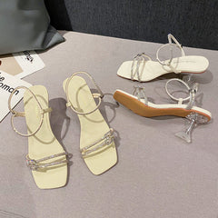 Women's Square Toe Lace-up High Fairy Style Heels