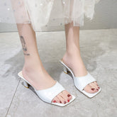 Women's Summer Fashion Korean Style Square Toe Heels
